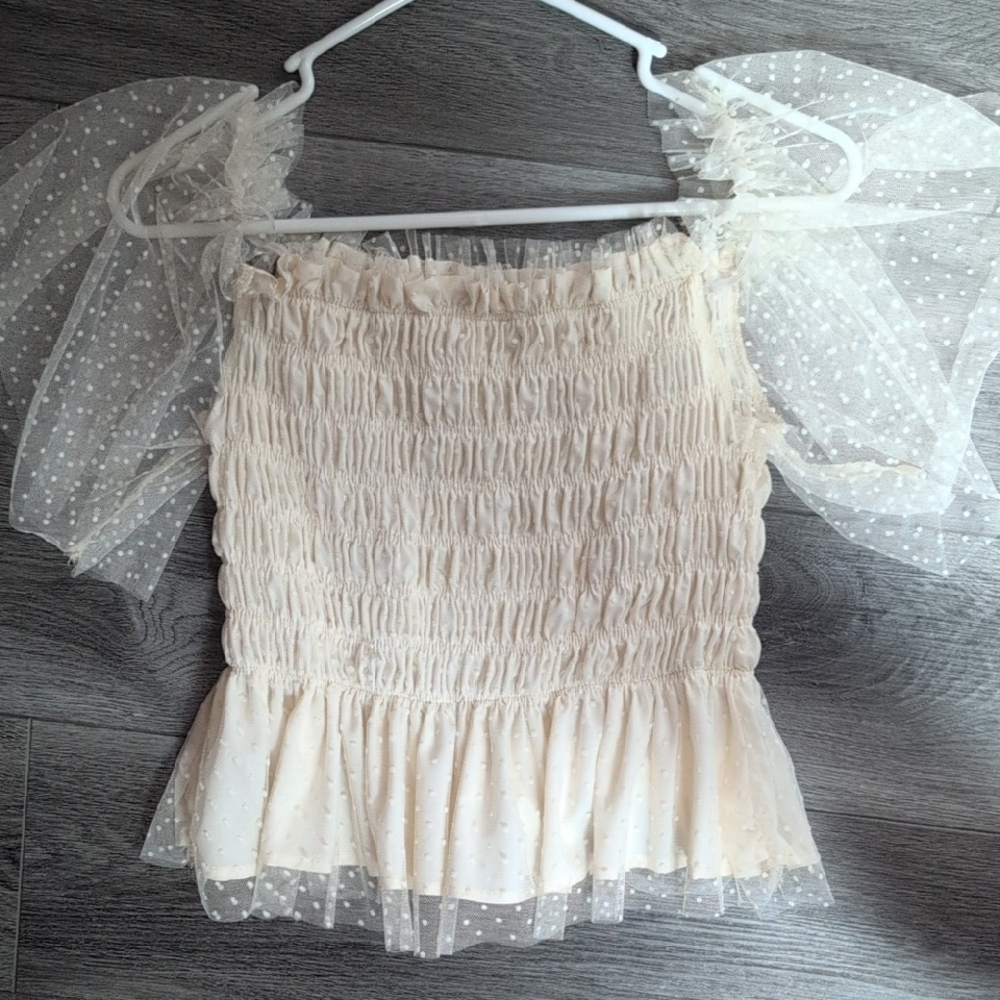 Elegant Cream Smocked Top